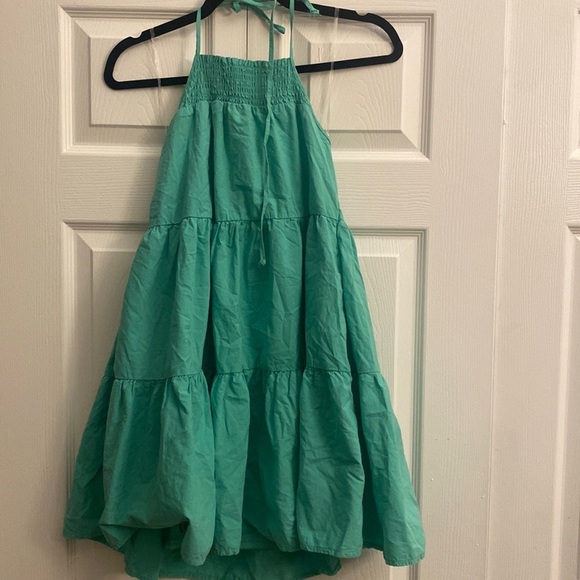 American‎ Eagle high neck poplin halter dress tiered midi dress mint green XS - Picture 3 of 5